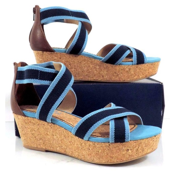 Splendid Wishful Platform Wedge Sandals Heels Chambray Blue Textile Size 10 - Picture 4 of 8